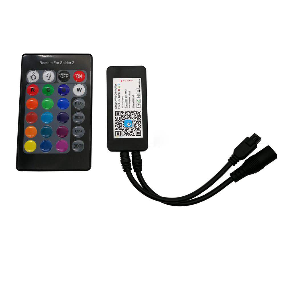 DC5-24V WIFI RGB Smart APP Controller With 24 Keys IR Remote For RGB LED Strip, Work with Amazon Alexa DC5-24V WIFI RGB Smart APP Controller With 24 Keys IR Remote For RGB LED Strip, Work with Amazon Alexa